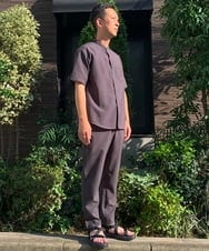 KHBHP77049 a.v.v MEN(アー・ヴェ・ヴェ) 【S-XXL】リライトリングドットバンドカラーシャツ（セットアップ対応） カーキ
