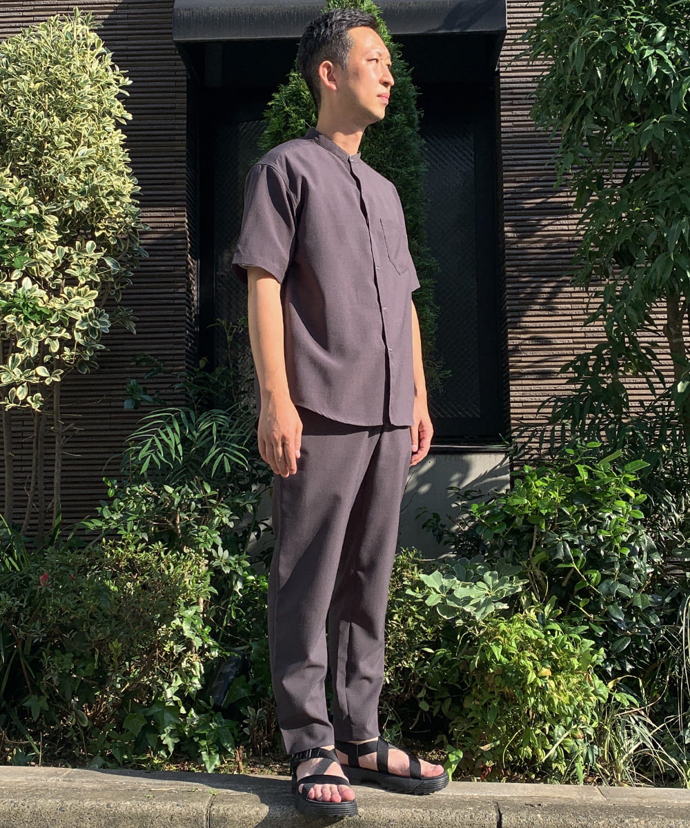 KHBHP77049 a.v.v MEN(アー・ヴェ・ヴェ) 【S-XXL】リライトリングドットバンドカラーシャツ（セットアップ対応） カーキ