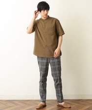 KHBHP77049 a.v.v MEN(アー・ヴェ・ヴェ) 【S-XXL】リライトリングドットバンドカラーシャツ（セットアップ対応） カーキ