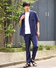 KHBHP77049 a.v.v MEN(アー・ヴェ・ヴェ) 【S-XXL】リライトリングドットバンドカラーシャツ（セットアップ対応） カーキ