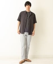 KHBHP77049 a.v.v MEN(アー・ヴェ・ヴェ) 【S-XXL】リライトリングドットバンドカラーシャツ（セットアップ対応） カーキ