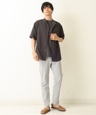 KHBHP77049 a.v.v MEN(アー・ヴェ・ヴェ) 【S-XXL】リライトリングドットバンドカラーシャツ（セットアップ対応） カーキ