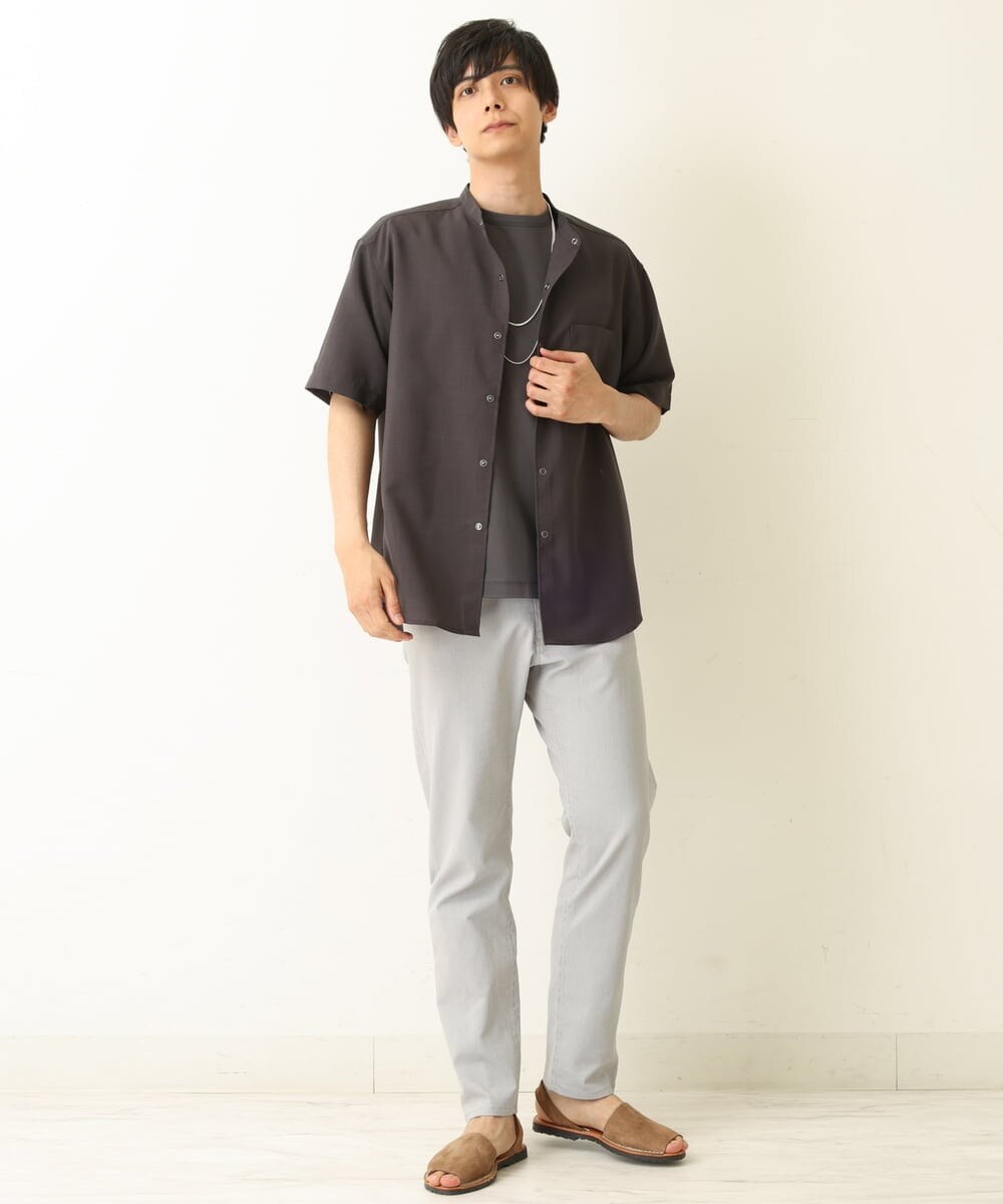 KHBHP77049 a.v.v MEN(アー・ヴェ・ヴェ) 【S-XXL】リライトリングドットバンドカラーシャツ（セットアップ対応） カーキ