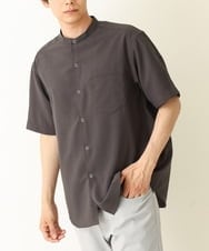 KHBHP77049 a.v.v MEN(アー・ヴェ・ヴェ) 【S-XXL】リライトリングドットバンドカラーシャツ（セットアップ対応） ダークグレー