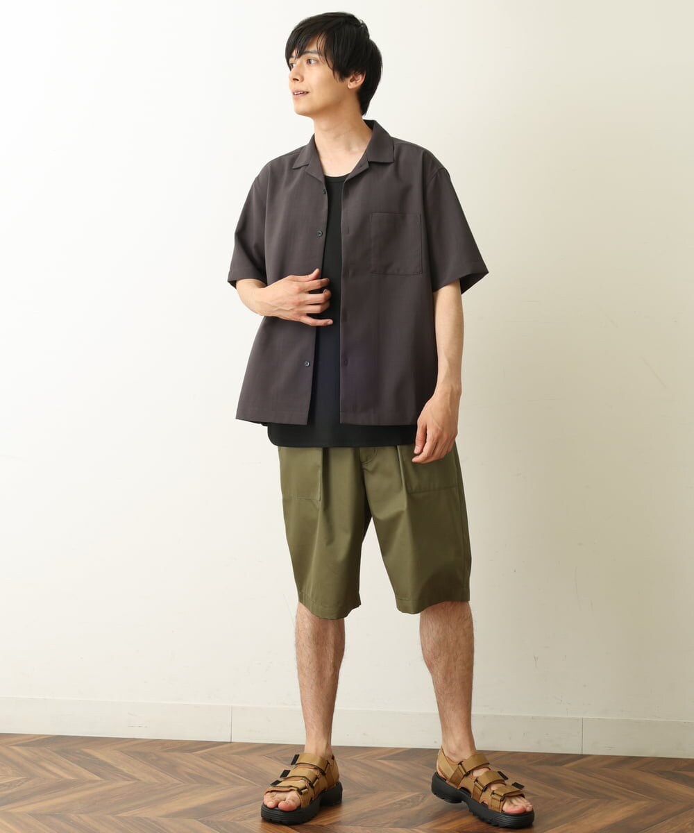 KHBHP78044 a.v.v MEN(アー・ヴェ・ヴェ) 【S-XXL】リライトオープンカラーシャツ（セットアップ対応） ブルー