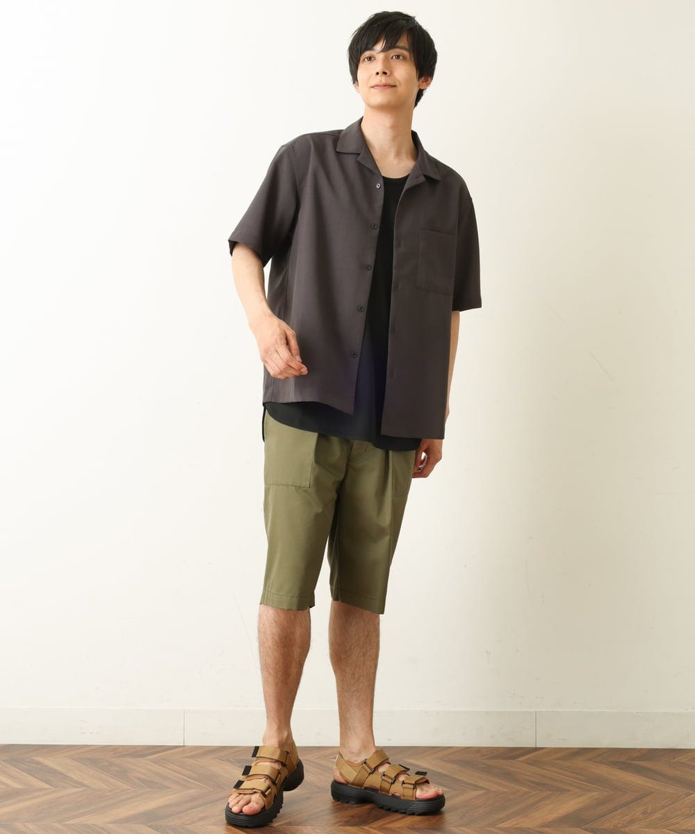 KHBHP78044 a.v.v MEN(アー・ヴェ・ヴェ) 【S-XXL】リライトオープンカラーシャツ（セットアップ対応） ブルー