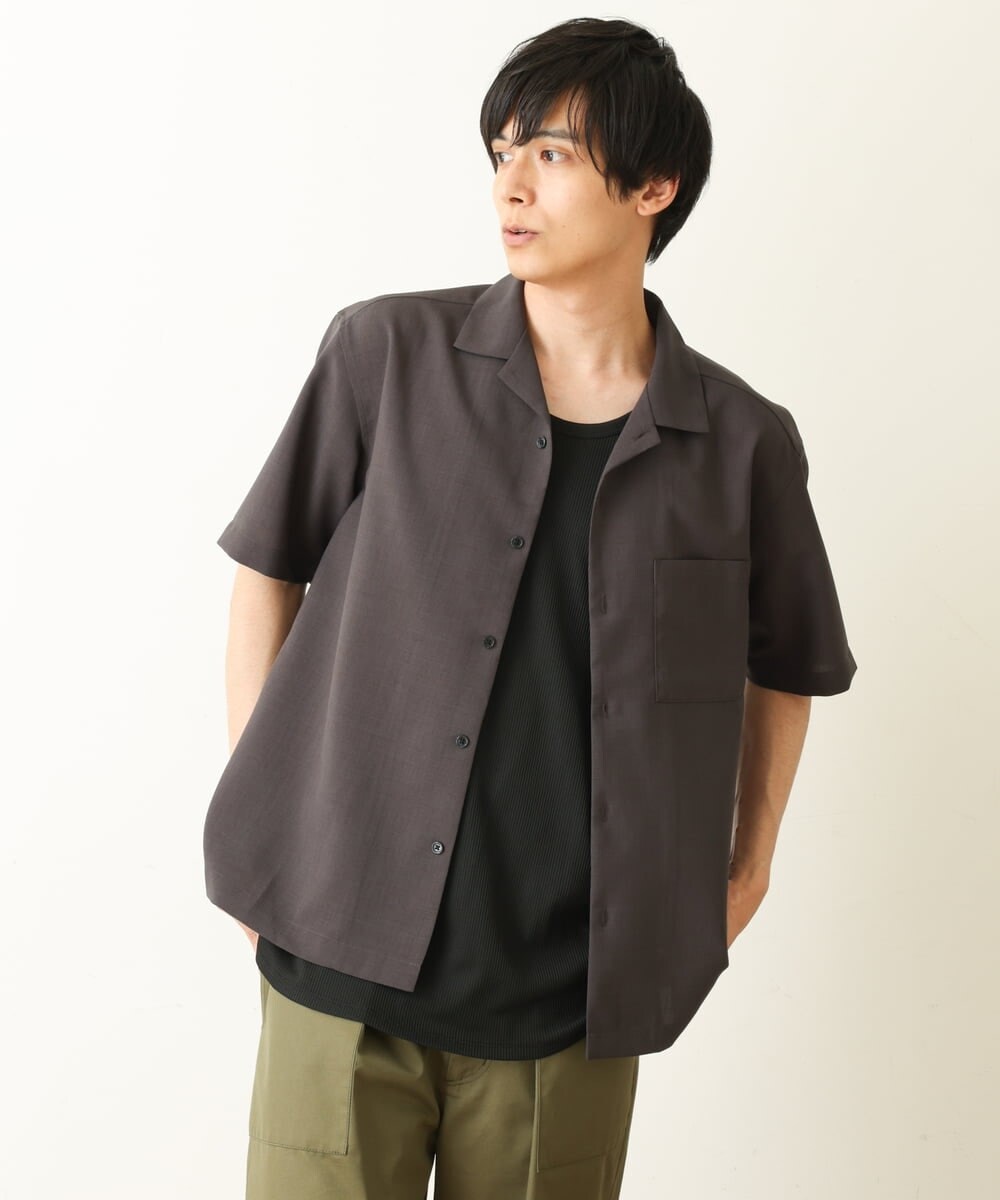 KHBHP78044 a.v.v MEN(アー・ヴェ・ヴェ) 【S-XXL】リライトオープンカラーシャツ（セットアップ対応） ブルー