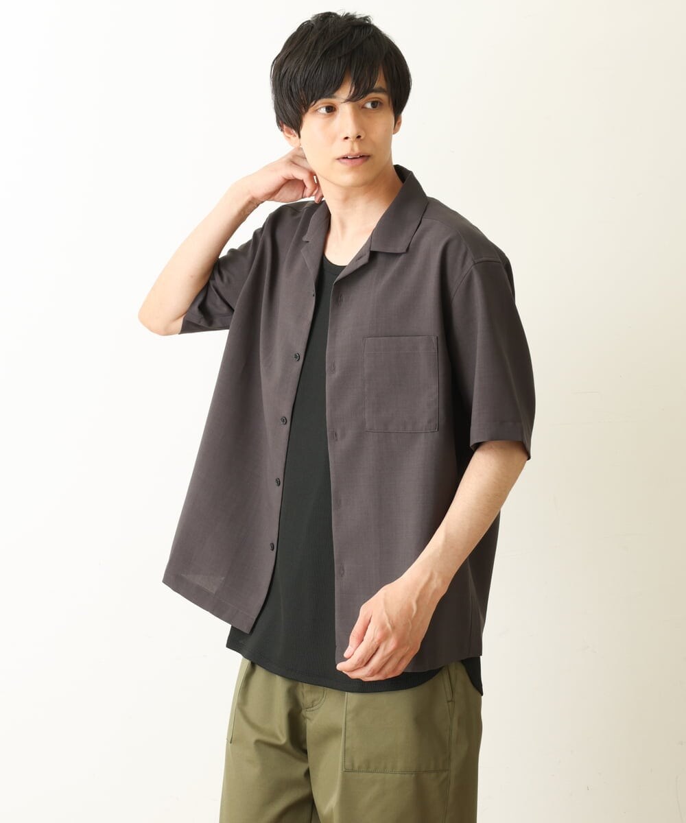 KHBHP78044 a.v.v MEN(アー・ヴェ・ヴェ) 【S-XXL】リライトオープンカラーシャツ（セットアップ対応） ブルー