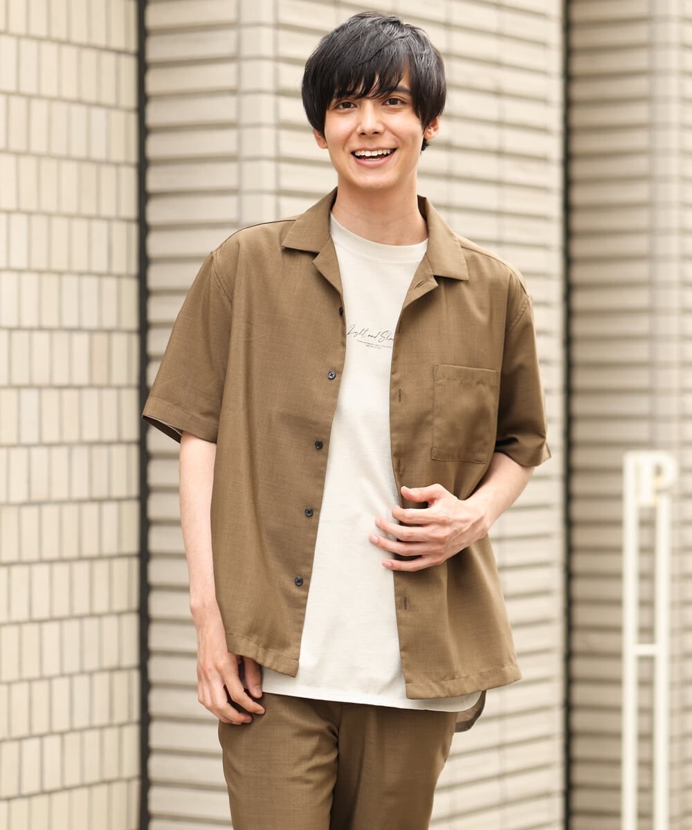 KHBHP78044 a.v.v MEN(アー・ヴェ・ヴェ) 【S-XXL】リライトオープンカラーシャツ（セットアップ対応） ブルー