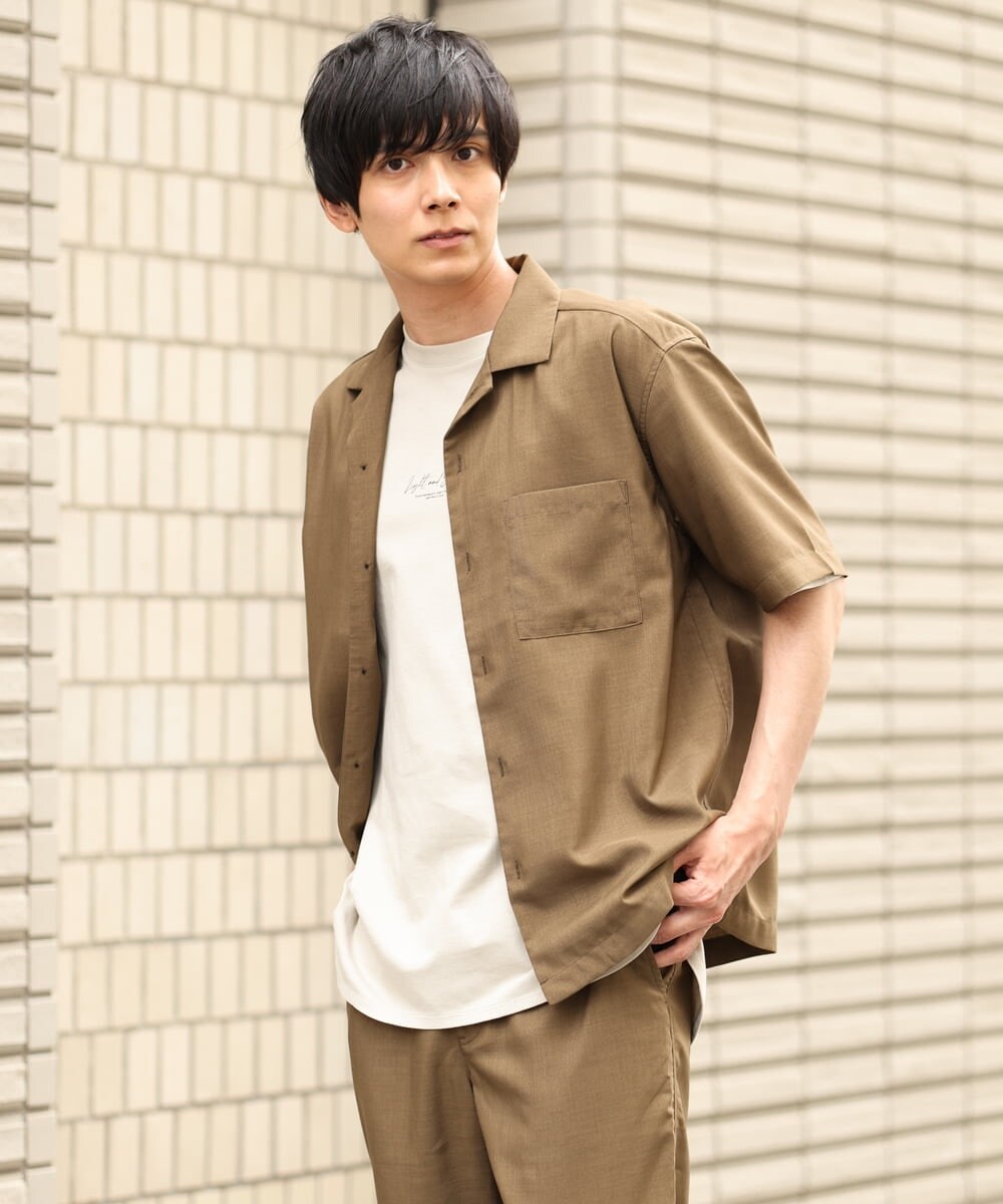 KHBHP78044 a.v.v MEN(アー・ヴェ・ヴェ) 【S-XXL】リライトオープンカラーシャツ（セットアップ対応） ブルー