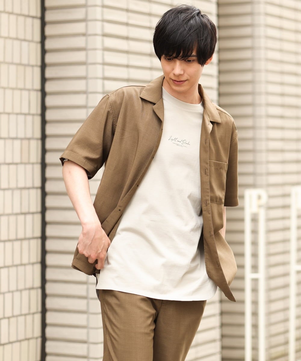 KHBHP78044 a.v.v MEN(アー・ヴェ・ヴェ) 【S-XXL】リライトオープンカラーシャツ（セットアップ対応） ブルー