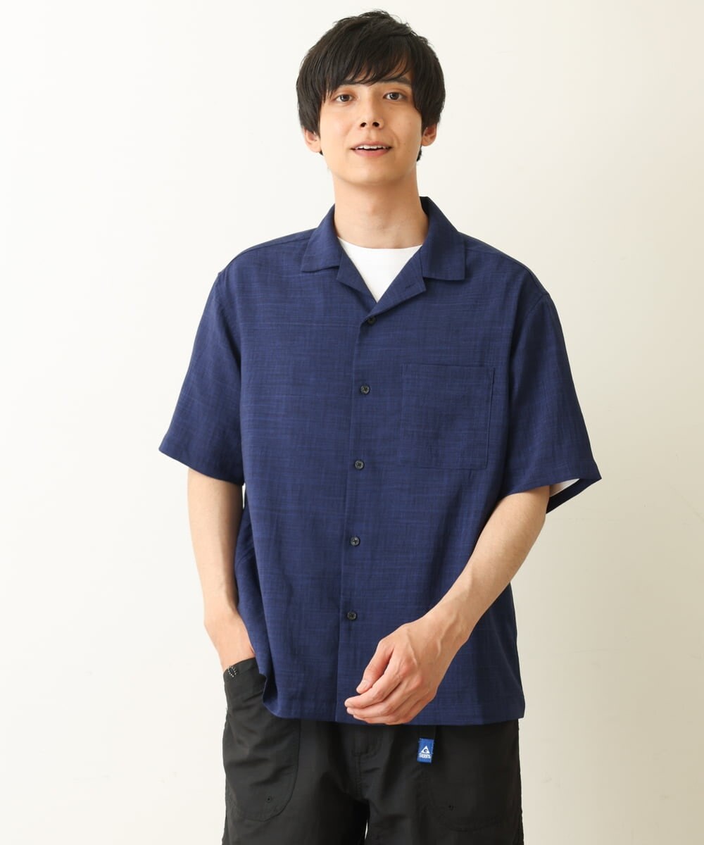 KHBHP78044 a.v.v MEN(アー・ヴェ・ヴェ) 【S-XXL】リライトオープンカラーシャツ（セットアップ対応） ブルー