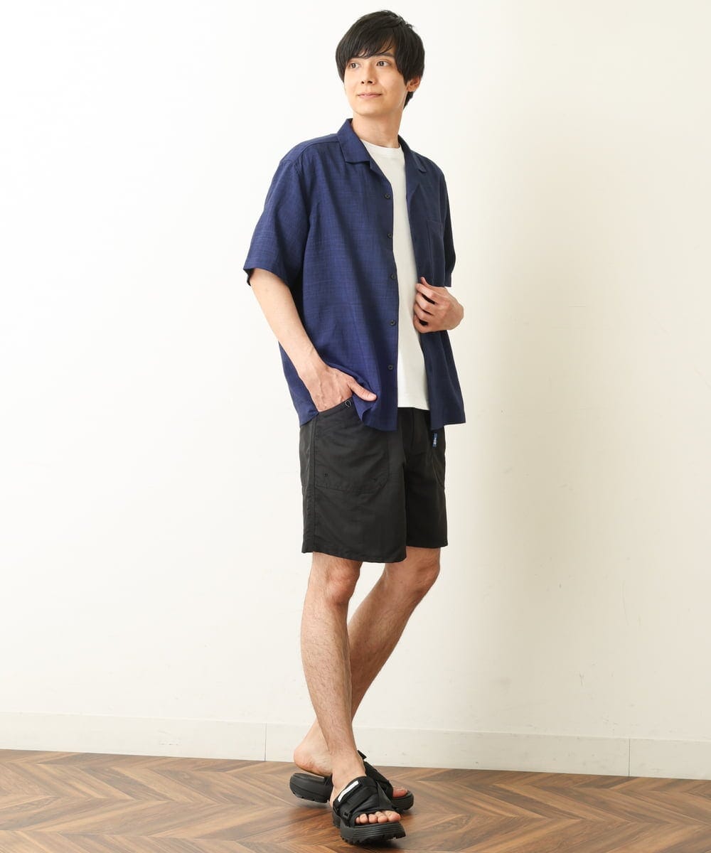 KHBHP78044 a.v.v MEN(アー・ヴェ・ヴェ) 【S-XXL】リライトオープンカラーシャツ（セットアップ対応） ブルー