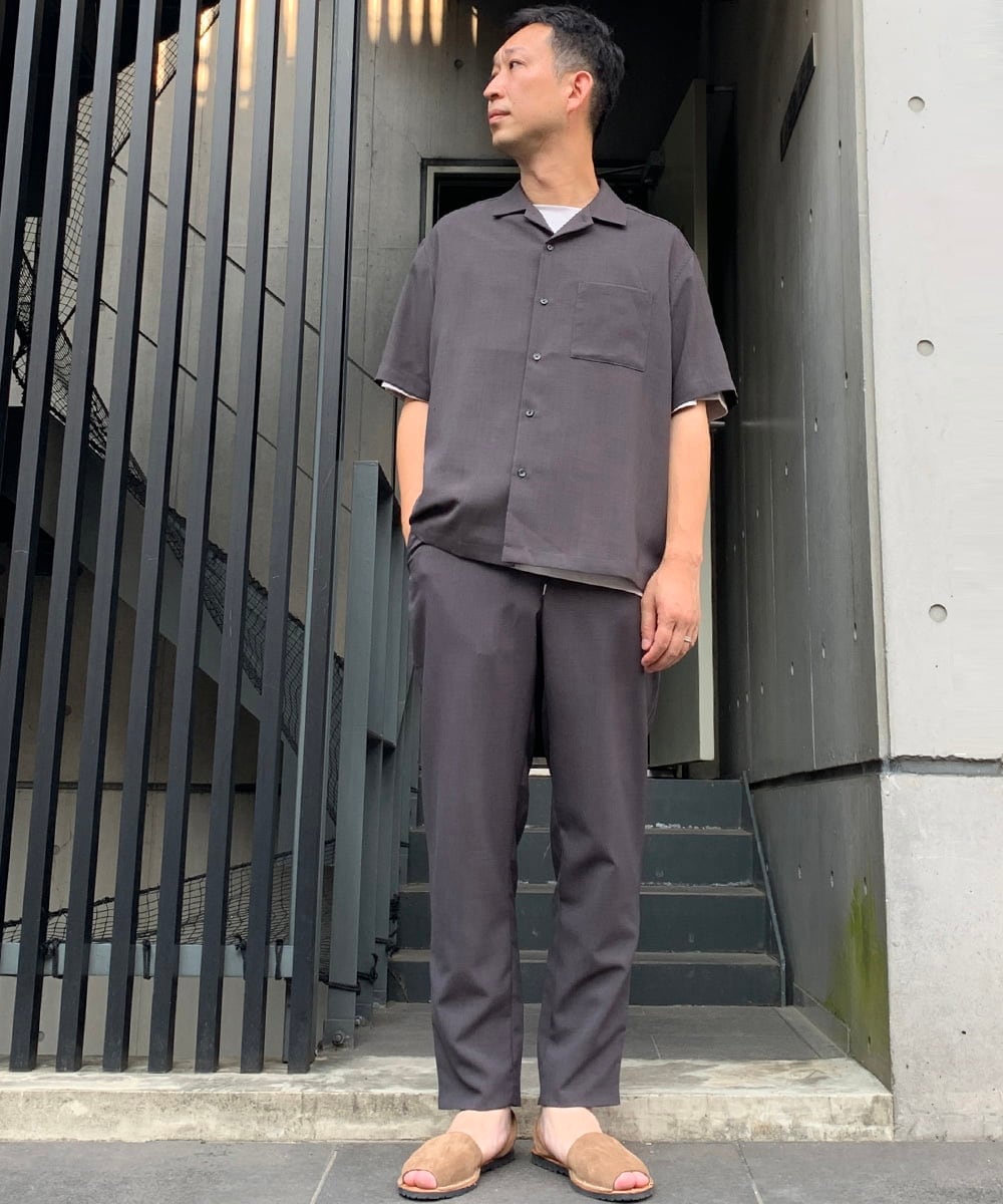 KHBHP78044 a.v.v MEN(アー・ヴェ・ヴェ) 【S-XXL】リライトオープンカラーシャツ（セットアップ対応） ブルー