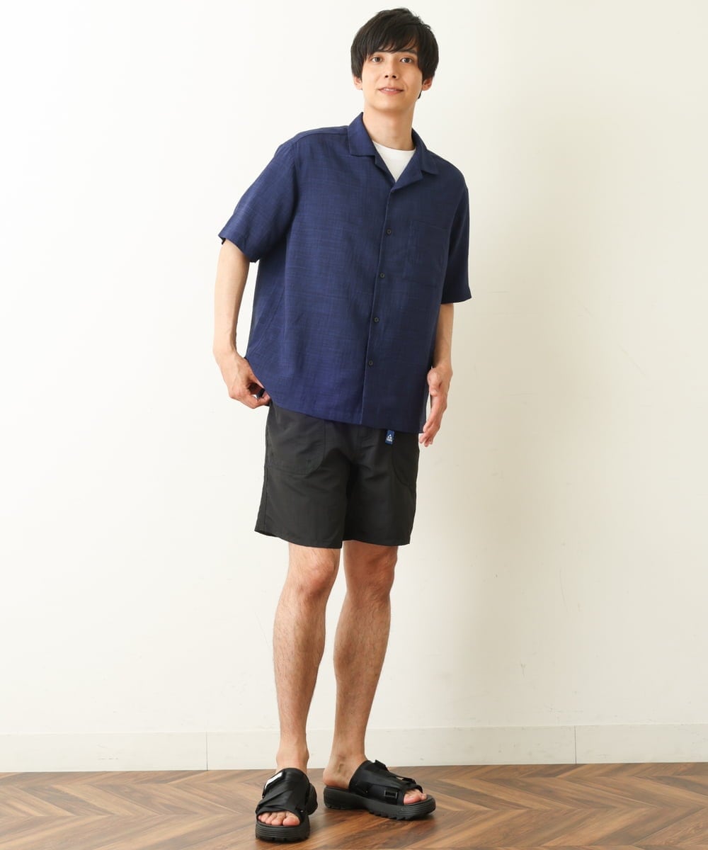 KHBHP78044 a.v.v MEN(アー・ヴェ・ヴェ) 【S-XXL】リライトオープンカラーシャツ（セットアップ対応） ブルー
