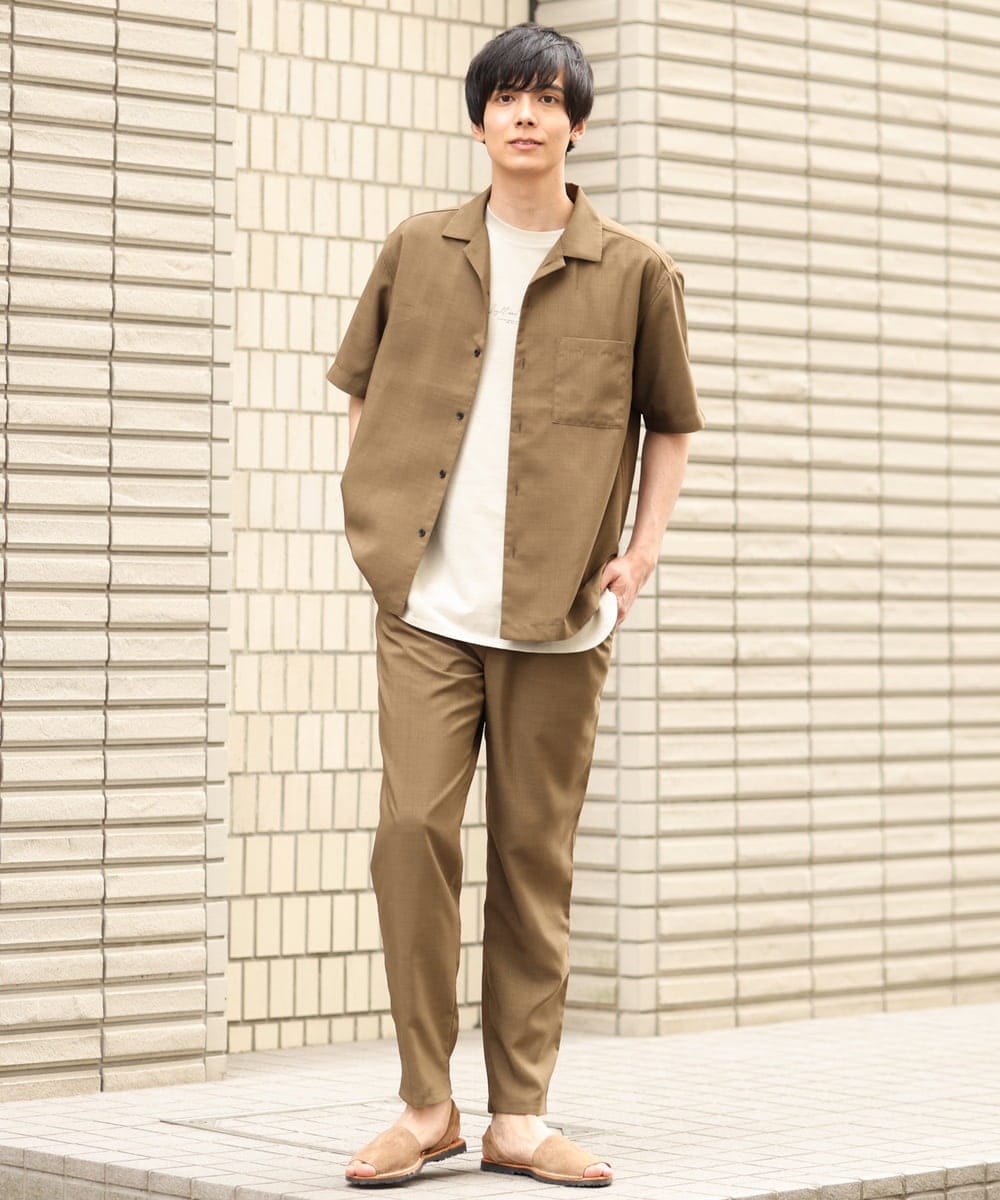 KHBHP78044 a.v.v MEN(アー・ヴェ・ヴェ) 【S-XXL】リライトオープンカラーシャツ（セットアップ対応） ブルー