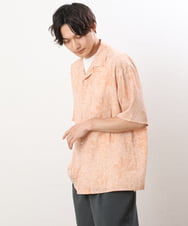 KHBHS13059 a.v.v MEN(アー・ヴェ・ヴェ) 【接触冷感】フラワープリントオープンカラーシャツ(五分袖) オレンジ