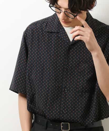 KHBHS14059  【接触冷感】小紋柄プリント五分袖オープンカラーシャツ