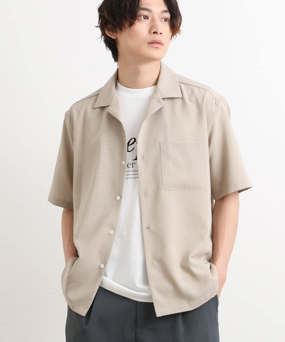 KHBHS78044 a.v.v MEN(アー・ヴェ・ヴェ) 【S-XXL】リライト オープンカラーシャツ ベージュ