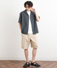 KHBHS78044 a.v.v MEN(アー・ヴェ・ヴェ) 【S-XXL】リライト オープンカラーシャツ ベージュ