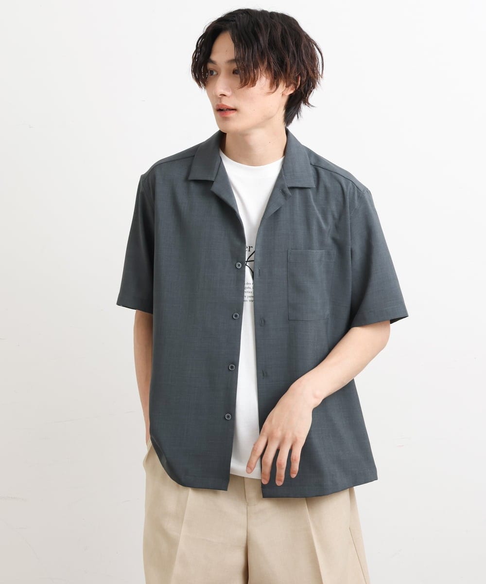 KHBHS78044 a.v.v MEN(アー・ヴェ・ヴェ) 【S-XXL】リライト オープンカラーシャツ ベージュ