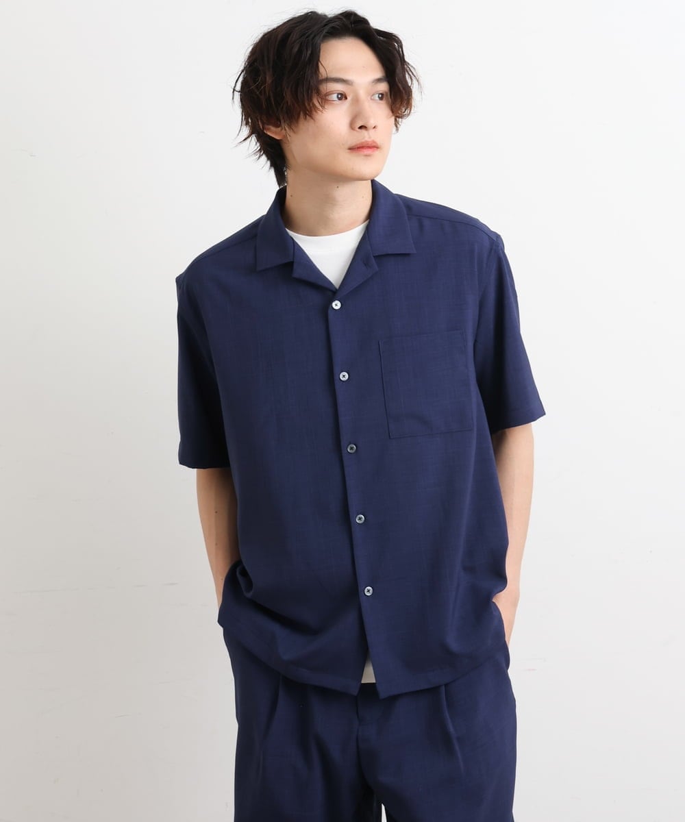 KHBHS78044 a.v.v MEN(アー・ヴェ・ヴェ) 【S-XXL】リライト オープンカラーシャツ ベージュ