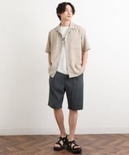 KHBHS78044 a.v.v MEN(アー・ヴェ・ヴェ) 【S-XXL】リライト オープンカラーシャツ ベージュ