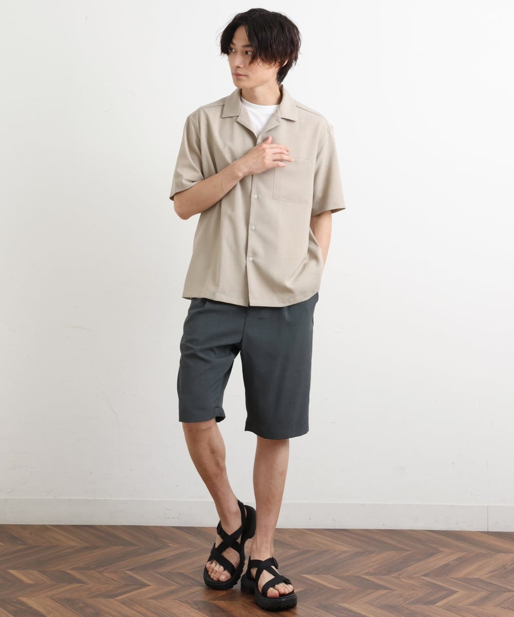 KHBHS78044 a.v.v MEN(アー・ヴェ・ヴェ) 【S-XXL】リライト オープンカラーシャツ ベージュ