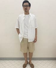 KHBHS82059 a.v.v MEN(アー・ヴェ・ヴェ) 【白シャツ】ワイドシルエット五分袖シャツ ホワイト