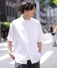 KHBHS82059 a.v.v MEN(アー・ヴェ・ヴェ) 【白シャツ】ワイドシルエット五分袖シャツ ホワイト