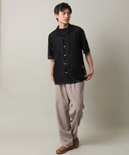 KHBHV56069 a.v.v MEN(アー・ヴェ・ヴェ) 【洗濯機で洗える】ラッセルダイヤオープンカラーシャツ 5分袖 アイボリー