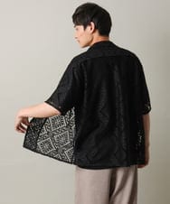 KHBHV56069 a.v.v MEN(アー・ヴェ・ヴェ) 【洗濯機で洗える】ラッセルダイヤオープンカラーシャツ 5分袖 アイボリー
