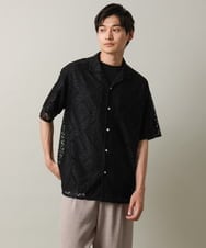 KHBHV56069 a.v.v MEN(アー・ヴェ・ヴェ) 【洗濯機で洗える】ラッセルダイヤオープンカラーシャツ 5分袖 アイボリー