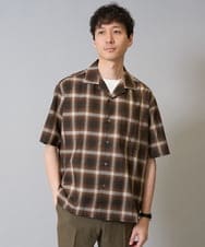 KHBHV62059 a.v.v MEN(アー・ヴェ・ヴェ) 【接触冷感/イージーケア】オンブレチェック柄オープンカラーシャツ ブラウン