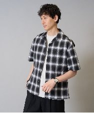 KHBHV62059 a.v.v MEN(アー・ヴェ・ヴェ) 【接触冷感/イージーケア】オンブレチェック柄オープンカラーシャツ ブラック
