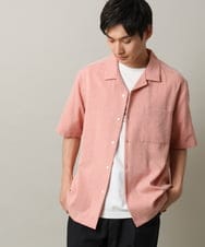 KHBHV65059 a.v.v MEN(アー・ヴェ・ヴェ) メランジオープンカラーシャツ 5分袖 オレンジ