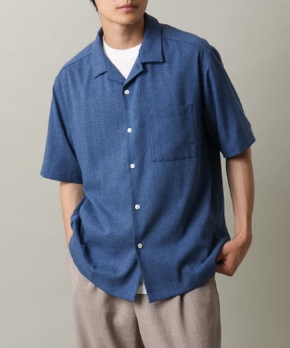 KHBHV65059 a.v.v MEN メランジオープンカラーシャツ 5分袖