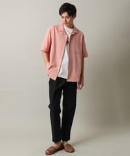KHBHV65059 a.v.v MEN(アー・ヴェ・ヴェ) メランジオープンカラーシャツ 5分袖 ブルー