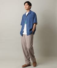 KHBHV65059 a.v.v MEN(アー・ヴェ・ヴェ) メランジオープンカラーシャツ 5分袖 ブルー