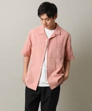 KHBHV65059 a.v.v MEN(アー・ヴェ・ヴェ) メランジオープンカラーシャツ 5分袖 ブルー