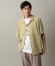 KHBHV65059 a.v.v MEN(アー・ヴェ・ヴェ) メランジオープンカラーシャツ 5分袖 ブルー