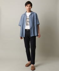KHBHV66059 a.v.v MEN(アー・ヴェ・ヴェ) 【大人にちょうどいい透け感】セミシアーオープンカラーシャツ　5分袖 ライトグリーン