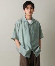 KHBHV66059 a.v.v MEN(アー・ヴェ・ヴェ) 【大人にちょうどいい透け感】セミシアーオープンカラーシャツ　5分袖 ライトグリーン