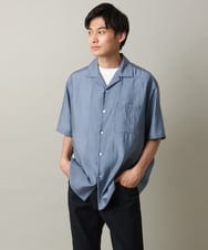 KHBHV66059 a.v.v MEN(アー・ヴェ・ヴェ) 【大人にちょうどいい透け感】セミシアーオープンカラーシャツ　5分袖 ライトグリーン