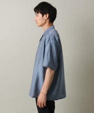 KHBHV66059 a.v.v MEN(アー・ヴェ・ヴェ) 【大人にちょうどいい透け感】セミシアーオープンカラーシャツ　5分袖 ライトグリーン