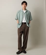 KHBHV66059 a.v.v MEN(アー・ヴェ・ヴェ) 【大人にちょうどいい透け感】セミシアーオープンカラーシャツ　5分袖 ライトグリーン