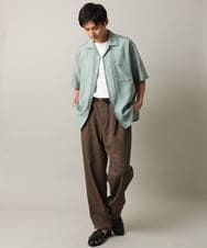 KHBHV66059 a.v.v MEN(アー・ヴェ・ヴェ) 【大人にちょうどいい透け感】セミシアーオープンカラーシャツ　5分袖 ライトグリーン