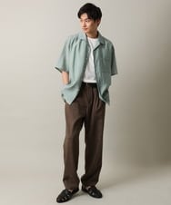 KHBHV66059 a.v.v MEN(アー・ヴェ・ヴェ) 【大人にちょうどいい透け感】セミシアーオープンカラーシャツ　5分袖 ライトグリーン