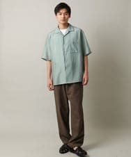 KHBHV66059 a.v.v MEN(アー・ヴェ・ヴェ) 【大人にちょうどいい透け感】セミシアーオープンカラーシャツ　5分袖 ライトグリーン