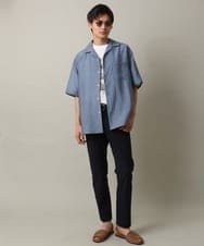 KHBHV66059 a.v.v MEN(アー・ヴェ・ヴェ) 【大人にちょうどいい透け感】セミシアーオープンカラーシャツ　5分袖 ライトグリーン